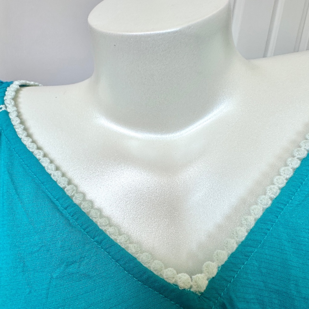 SUNDANCE Naomi Isles Modal Turquoise and Cream Long Sleeved Embroidered XL Tunic - Picture 11 of 13